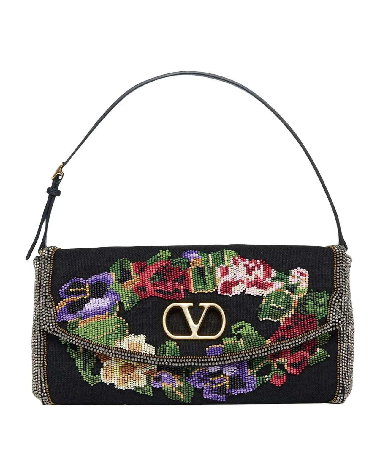 Valentino Garavani Floral Beaded Shoulder Bag