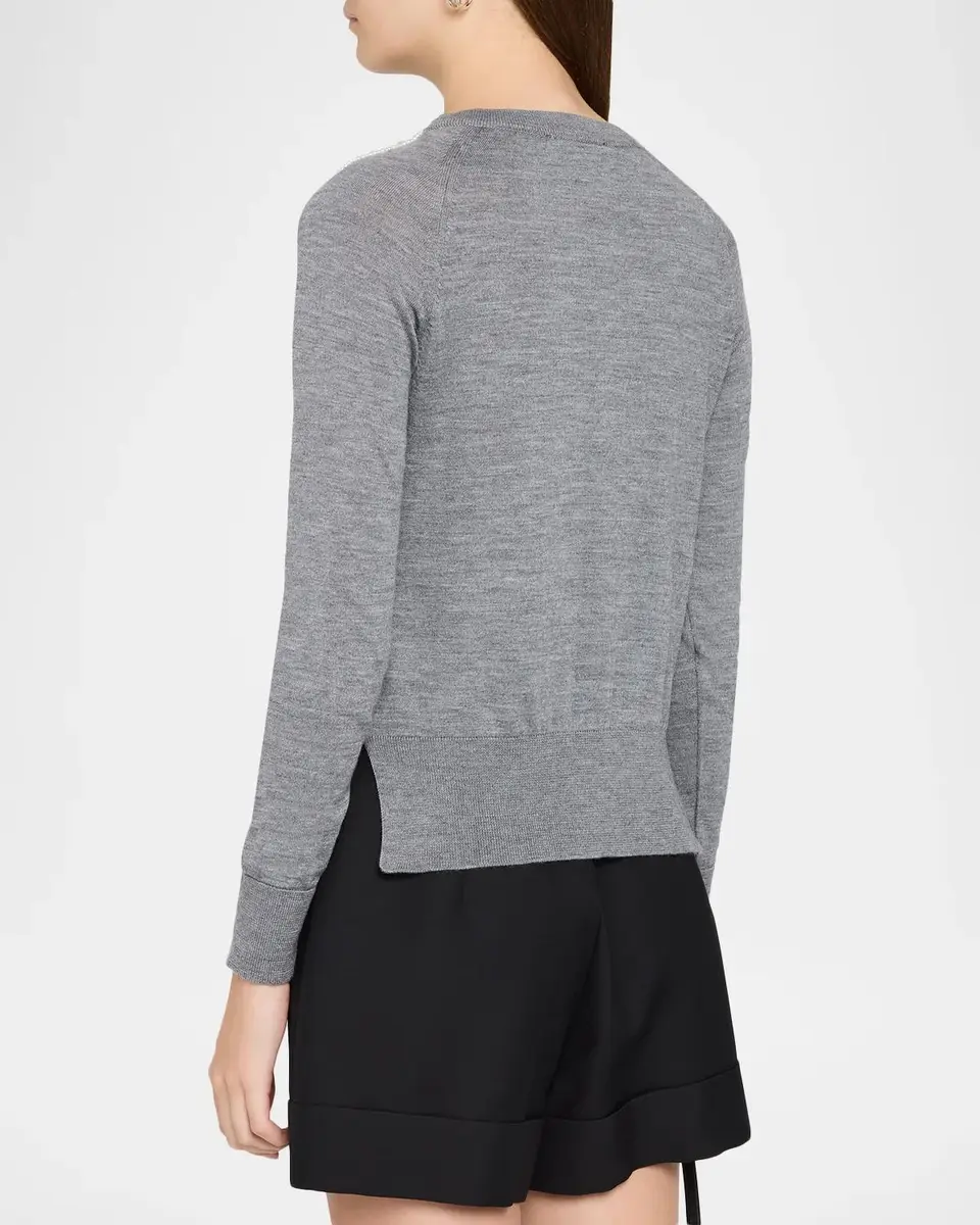 Simone Rocha Embellished Classic Merino Wool-Silk Crewneck Cardigan | Thumbnail 3 Simone Rocha Embellished Classic Merino Wool-Silk Crewneck Cardigan | Thumbnail 3