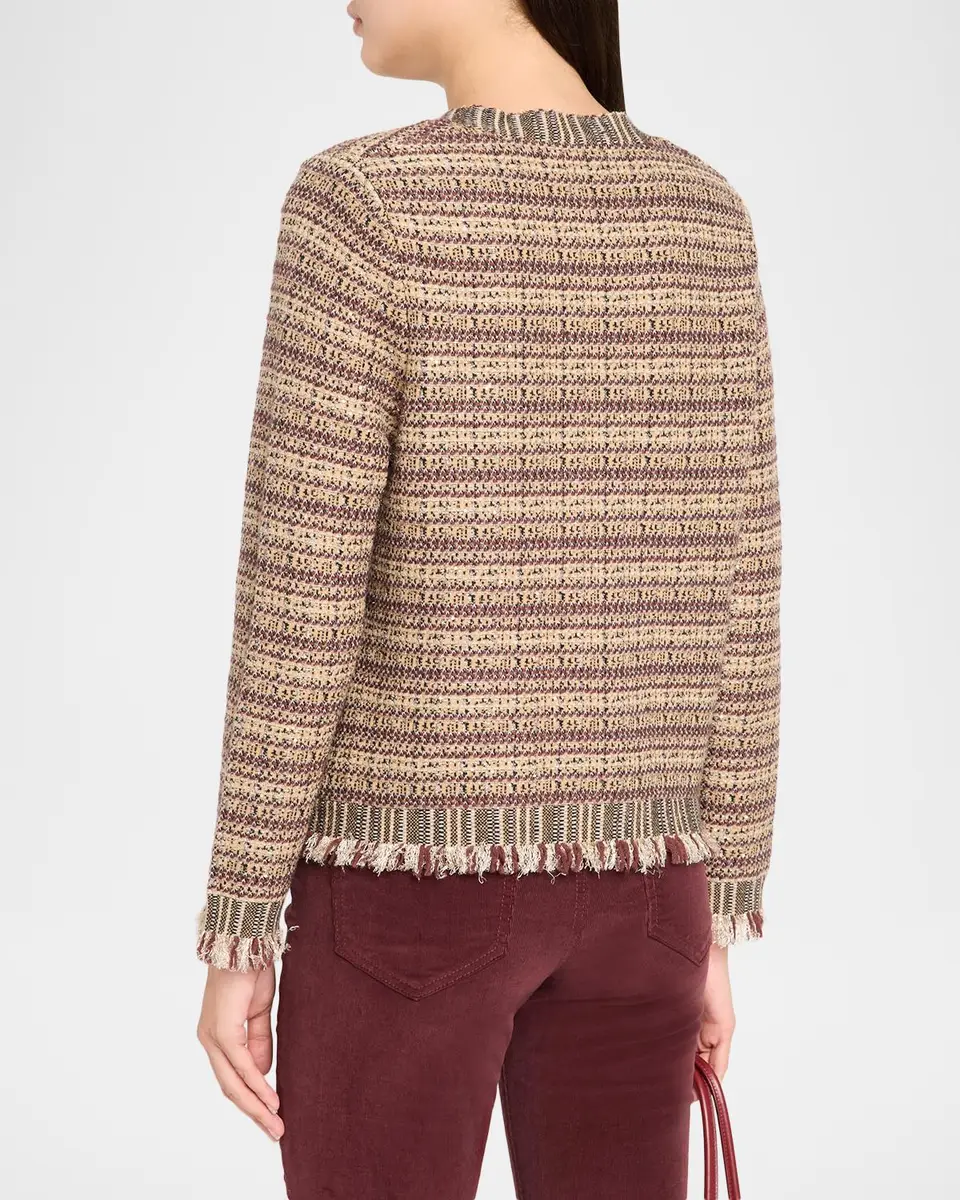 Veronica Beard Sariyah Striped Wool-Blend Knit Jacket | Thumbnail 3 Veronica Beard Sariyah Striped Wool-Blend Knit Jacket | Thumbnail 3