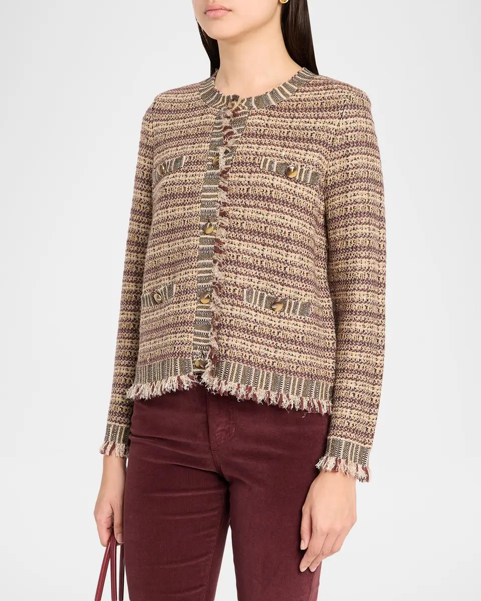 Veronica Beard Sariyah Striped Wool-Blend Knit Jacket | Thumbnail 4 Veronica Beard Sariyah Striped Wool-Blend Knit Jacket | Thumbnail 4