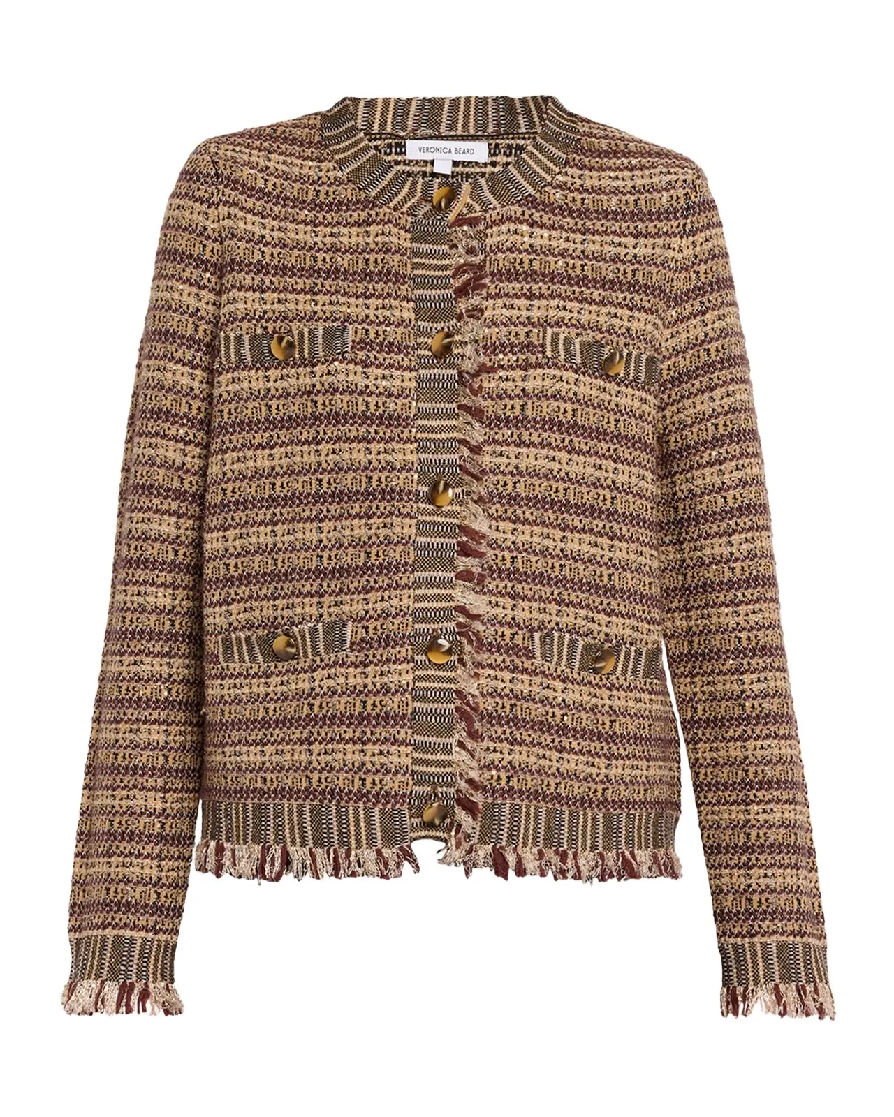 Veronica Beard Sariyah Striped Wool-Blend Knit Jacket