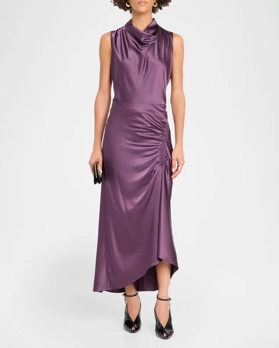Veronica Beard Felecia Ruched Satin Skirt | Thumbnail 2
