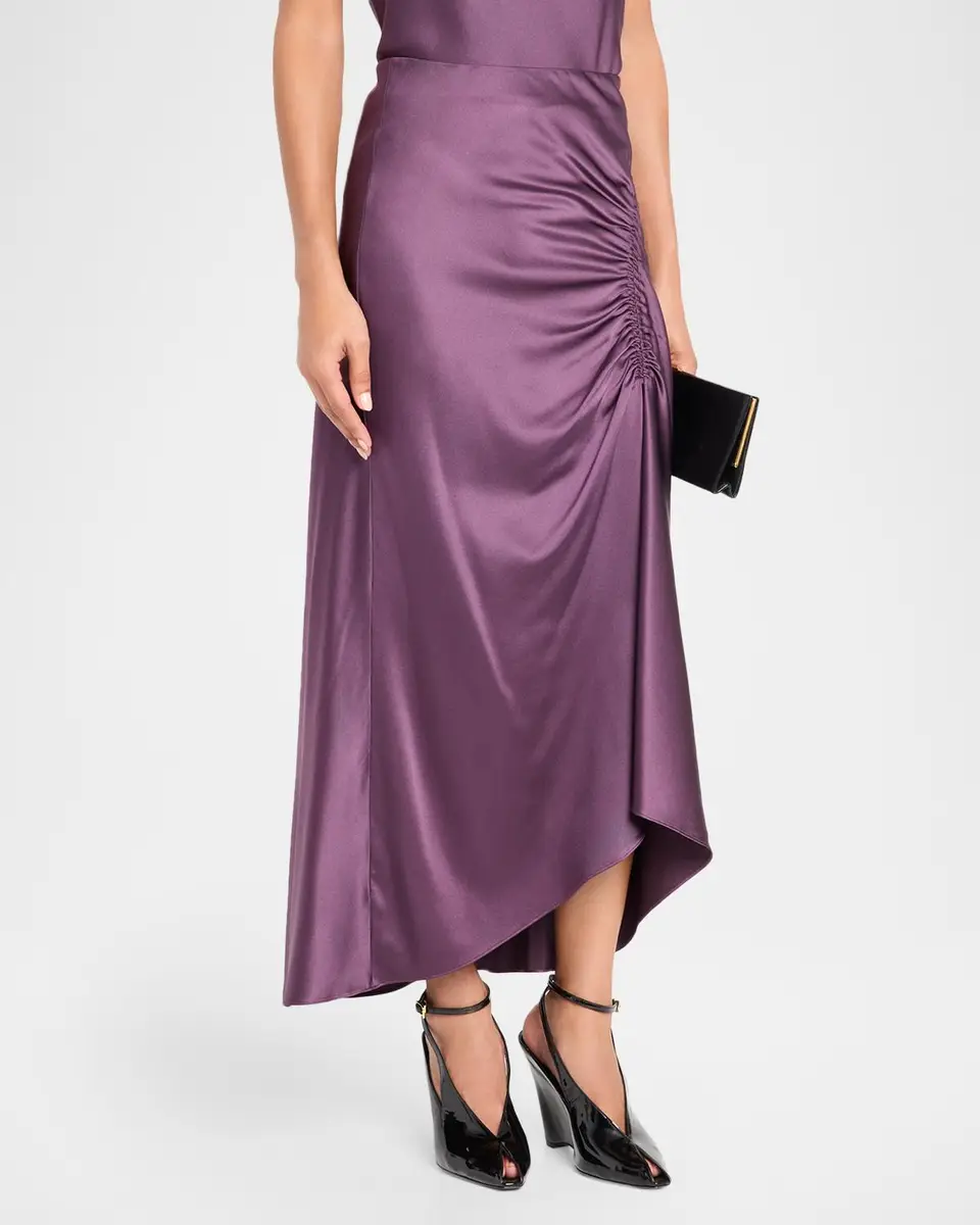 Veronica Beard Felecia Ruched Satin Skirt | Thumbnail 4