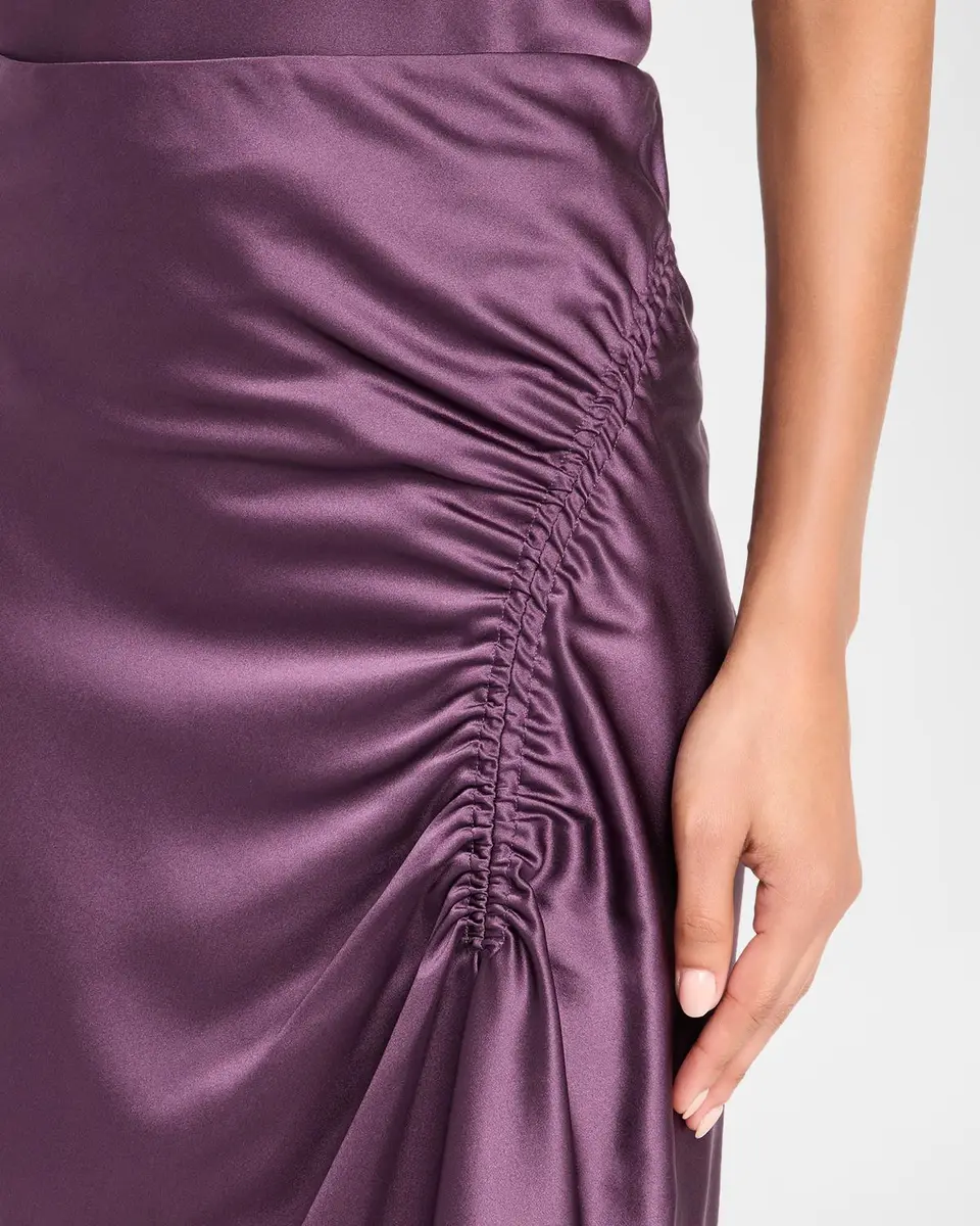 Veronica Beard Felecia Ruched Satin Skirt | Thumbnail 5