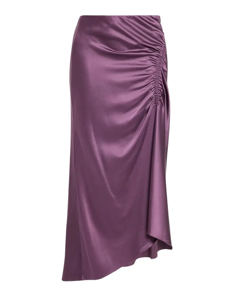 Felecia Ruched Satin Skirt