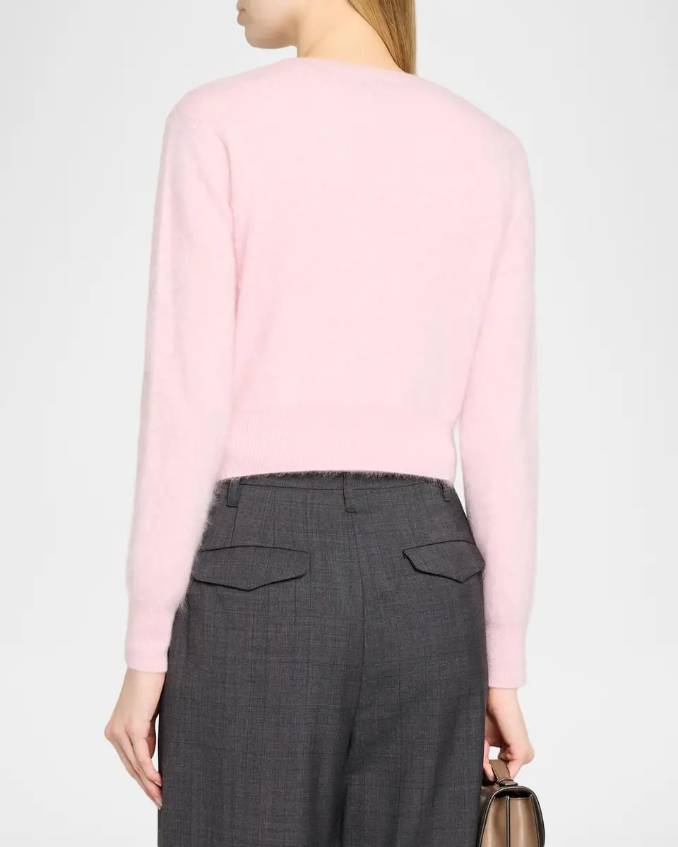 Adam Lippes Cruz Fuzzy Cashmere Crewneck Cardigan | Thumbnail 3 Adam Lippes Cruz Fuzzy Cashmere Crewneck Cardigan | Thumbnail 3