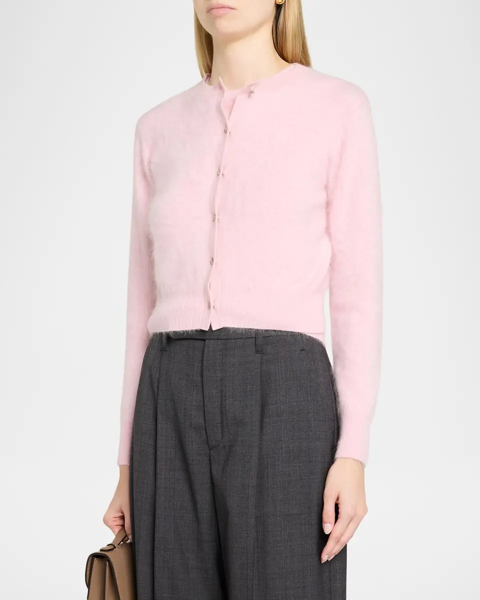 Adam Lippes Cruz Fuzzy Cashmere Crewneck Cardigan | Thumbnail 4 Adam Lippes Cruz Fuzzy Cashmere Crewneck Cardigan | Thumbnail 4