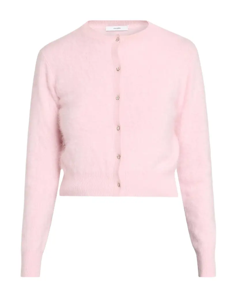 Adam Lippes Cruz Fuzzy Cashmere Crewneck Cardigan