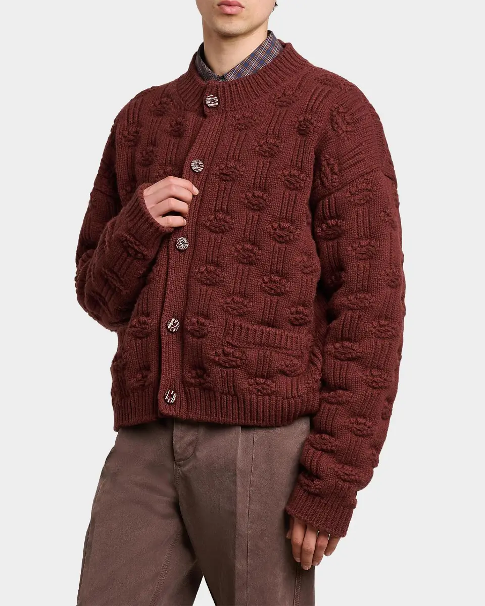 Marni Men's Wool and Cashmere Geometric-Jacquard Cardigan | Thumbnail 4