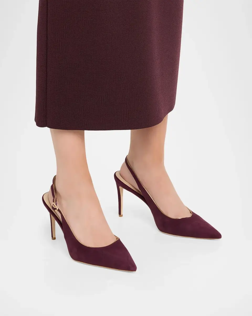 L'Agence 85mm Vichy II Suede Slingback Pumps | Thumbnail 2