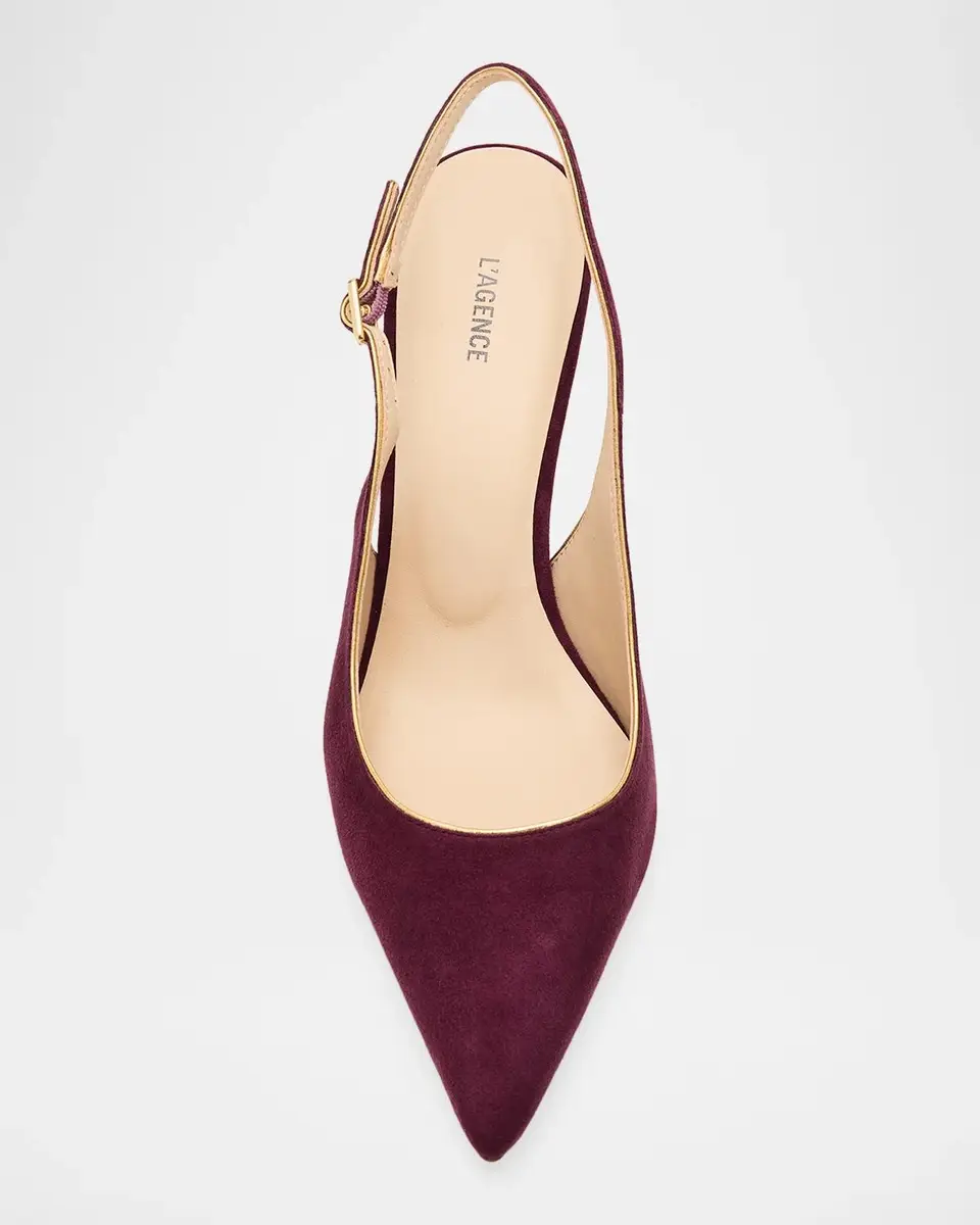 L'Agence 85mm Vichy II Suede Slingback Pumps | Thumbnail 5