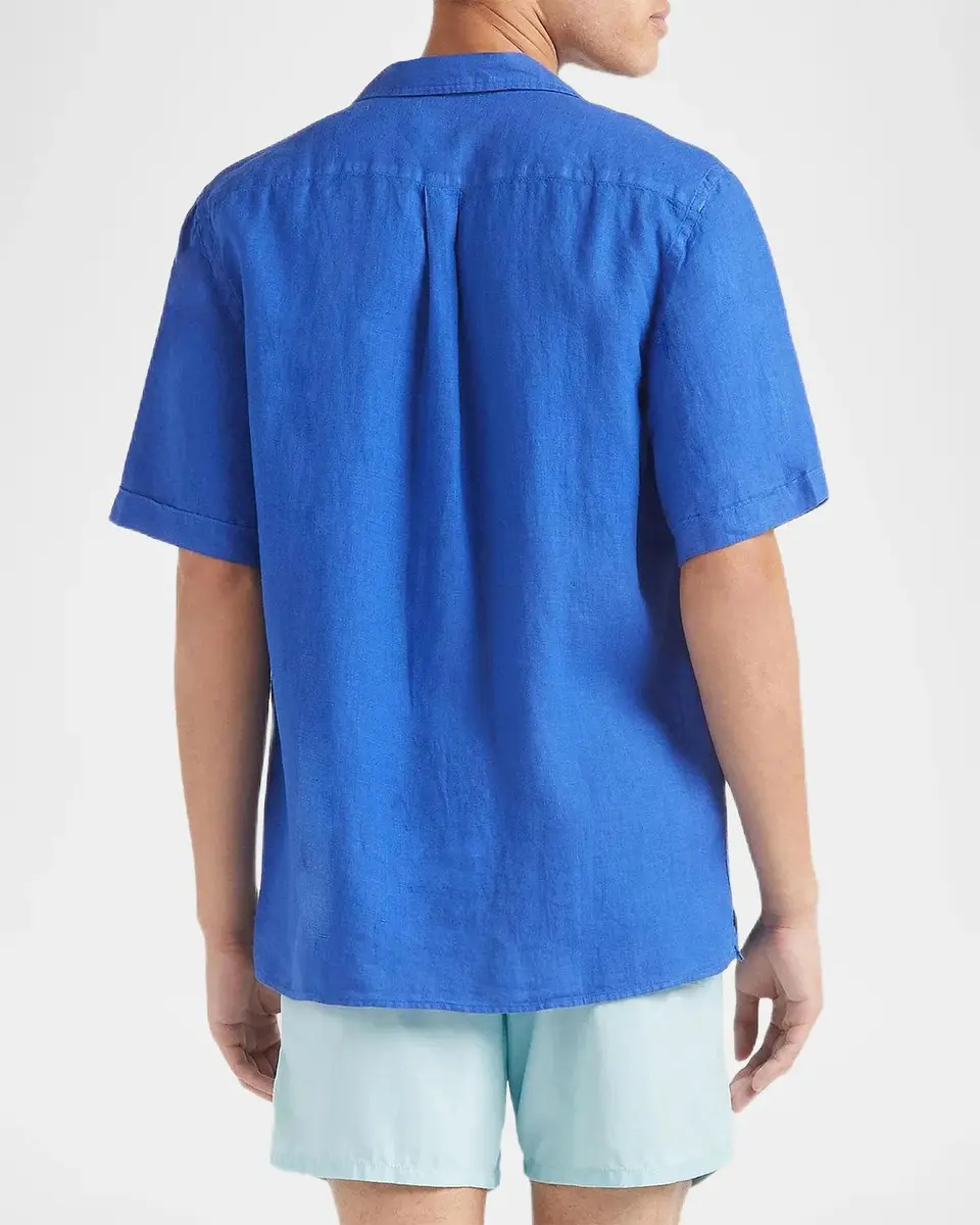 Vilebrequin Men's Garment-Dyed Linen Camp Shirt | Thumbnail 3 Vilebrequin Men's Garment-Dyed Linen Camp Shirt | Thumbnail 3
