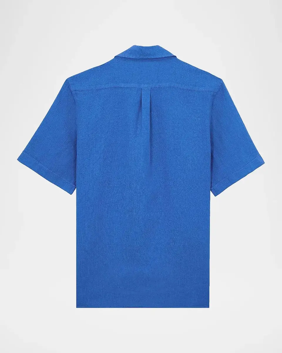 Vilebrequin Men's Garment-Dyed Linen Camp Shirt | Thumbnail 5 Vilebrequin Men's Garment-Dyed Linen Camp Shirt | Thumbnail 5