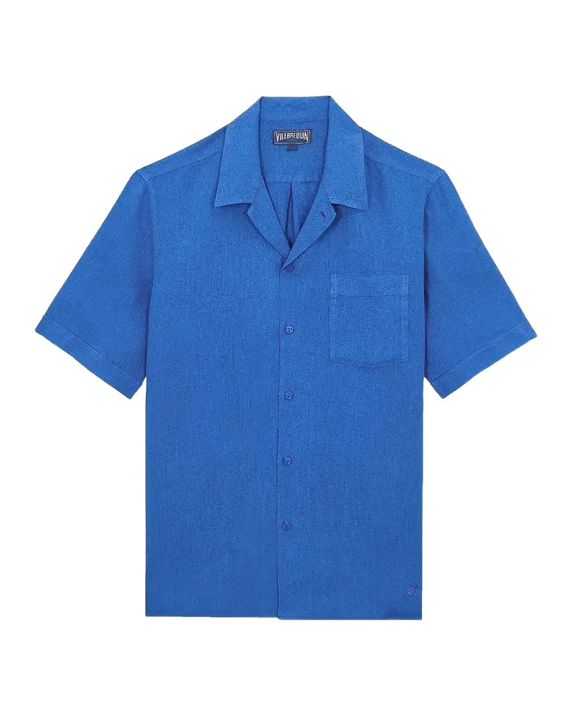 Vilebrequin Men's Garment-Dyed Linen Camp Shirt