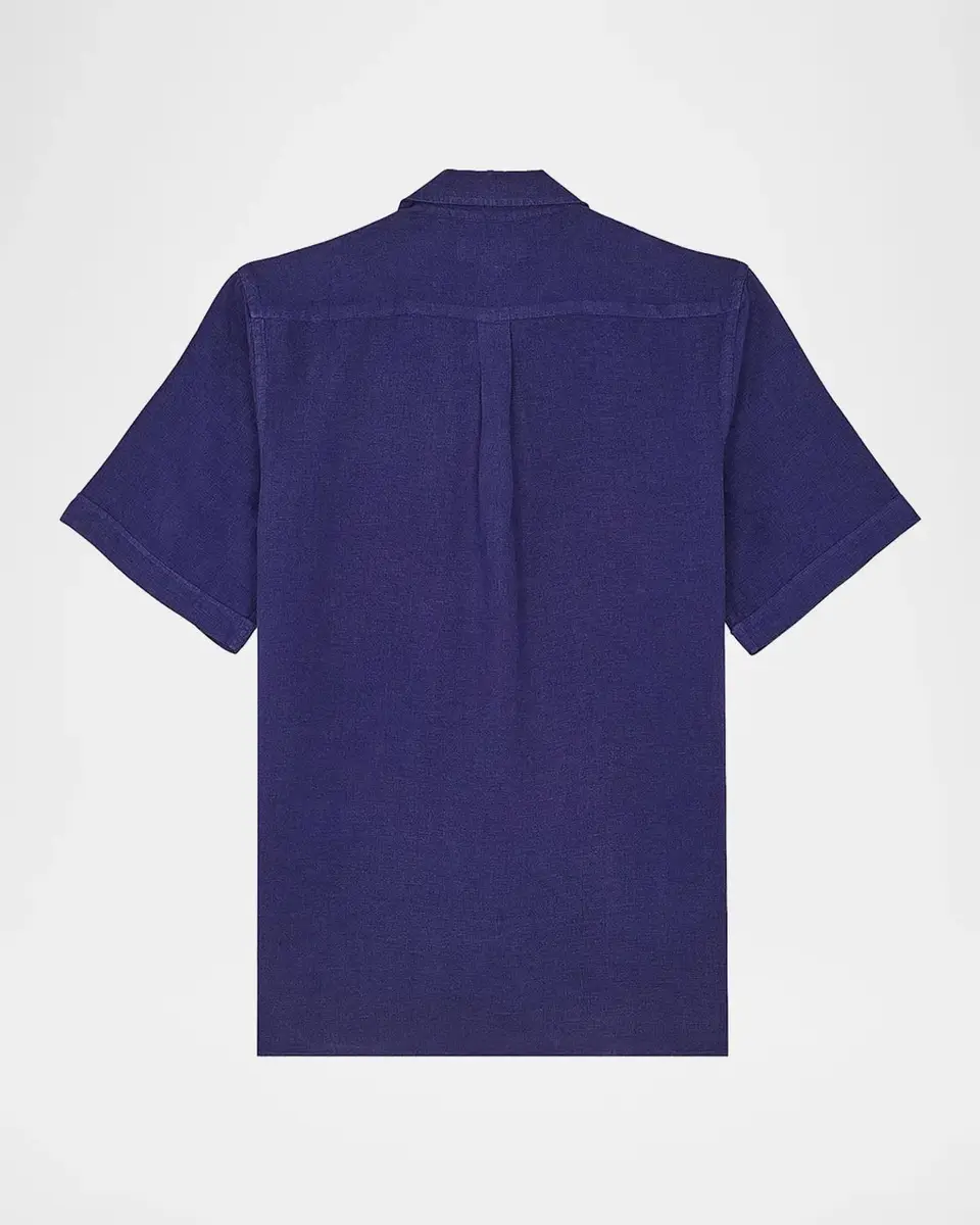 Vilebrequin Men's Garment-Dyed Linen Camp Shirt | Thumbnail 4 Vilebrequin Men's Garment-Dyed Linen Camp Shirt | Thumbnail 4