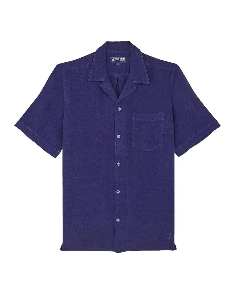 Vilebrequin Men's Garment-Dyed Linen Camp Shirt