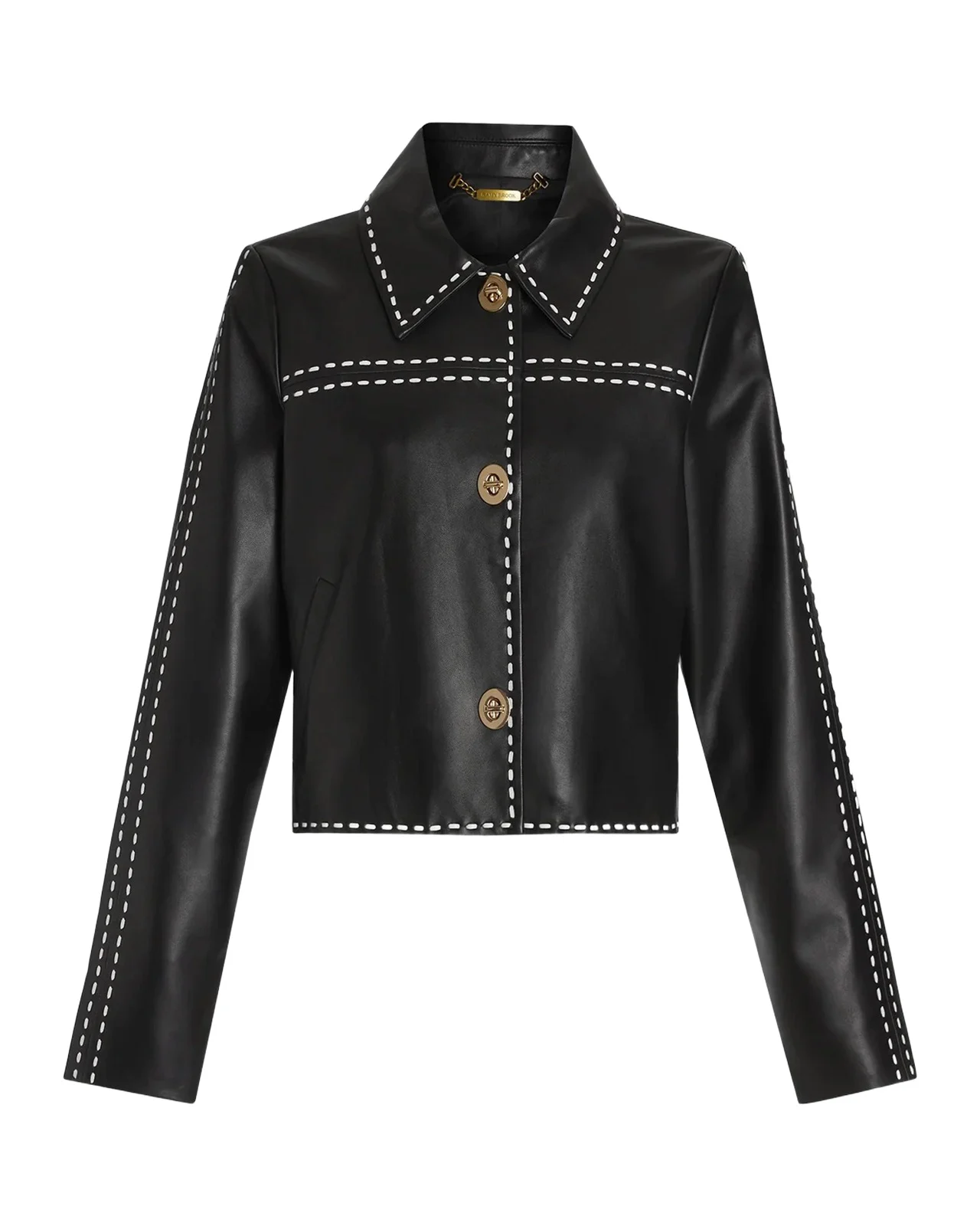 Mira Topstitched Leather Jacket Mira Topstitched Leather Jacket