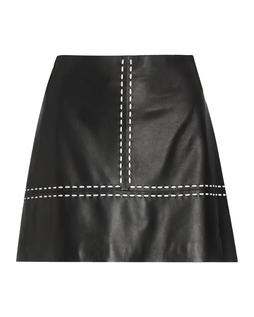 Ramy Brook Natalie Topstitched Leather Mini Skirt