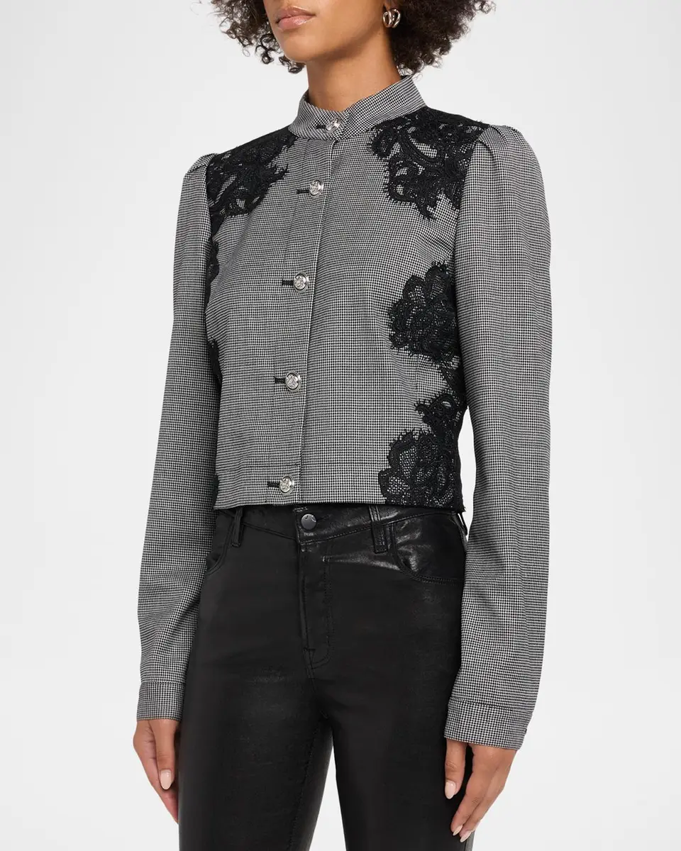Ramy Brook Elsa Lace Houndstooth Jacket | Thumbnail 4 Ramy Brook Elsa Lace Houndstooth Jacket | Thumbnail 4
