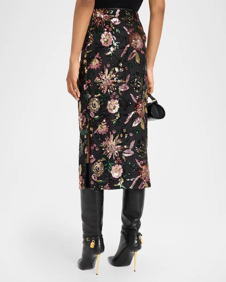Ramy Brook Timothy Floral Sequined Midi Skirt | Thumbnail 3
