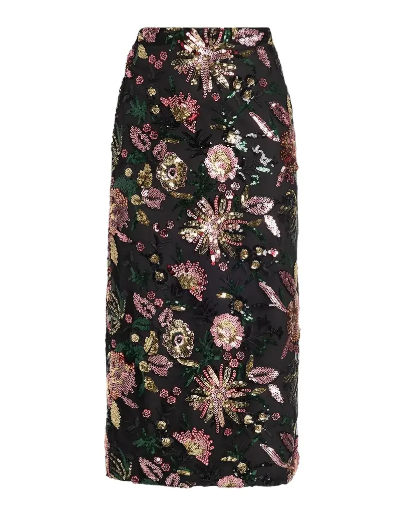 Timothy Floral Sequined Midi Skirt Timothy Floral Sequined Midi Skirt