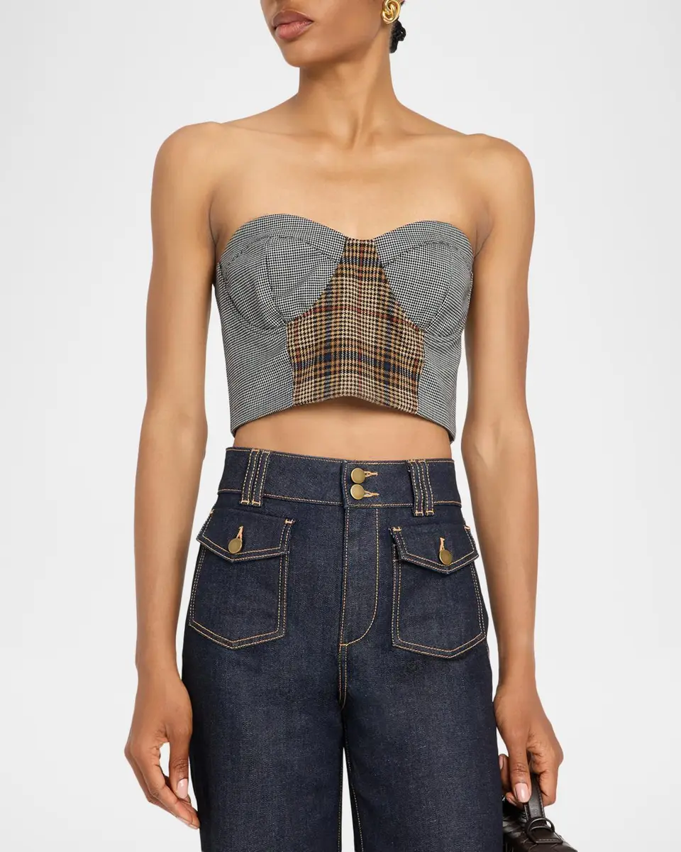 Ramy Brook Bailey Plaid Combo Strapless Crop Top | Thumbnail 4 Ramy Brook Bailey Plaid Combo Strapless Crop Top | Thumbnail 4