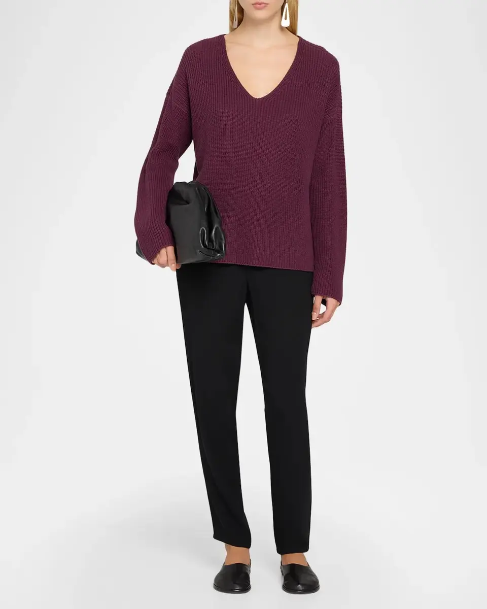 Eileen Fisher V-Neck Cotton Knit Sweater | Thumbnail 2