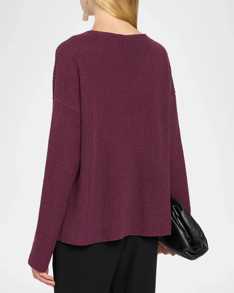 Eileen Fisher V-Neck Cotton Knit Sweater | Thumbnail 3
