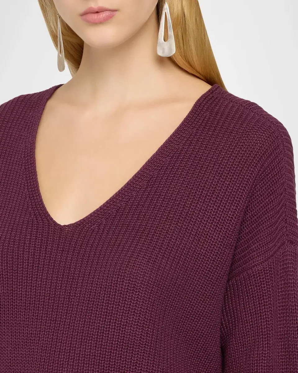 Eileen Fisher V-Neck Cotton Knit Sweater | Thumbnail 4