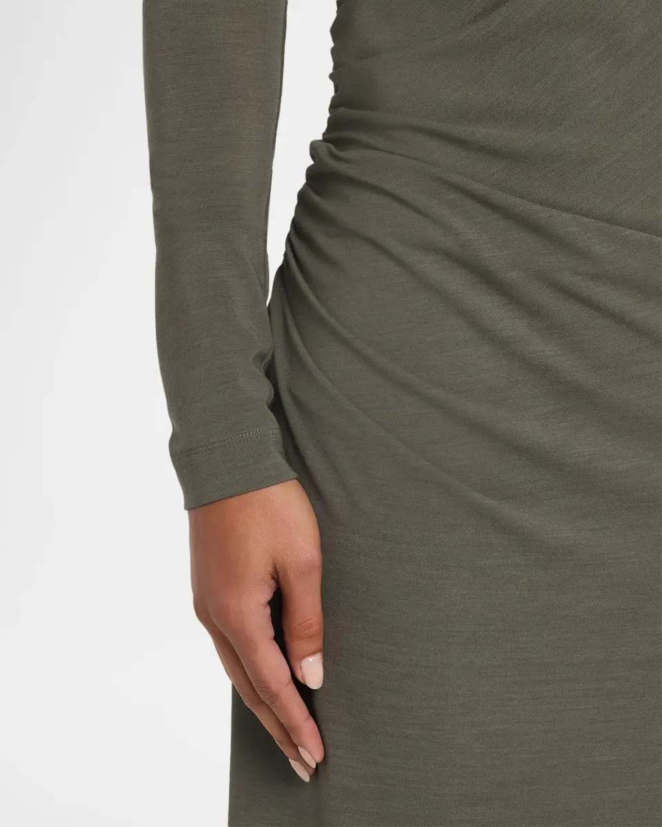Brunello Cucinelli Long-Sleeve Wool Jersey Midi Dress | Thumbnail 5