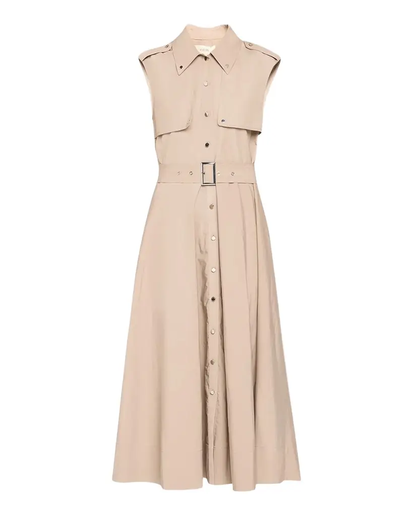 Toccin Gail Sleeveless Belted Midi Trench Dress