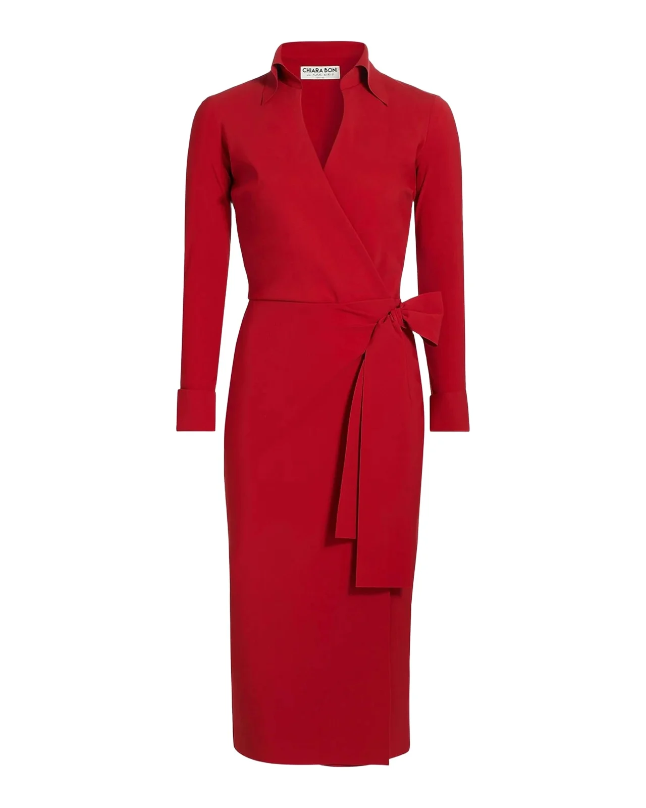 Chiara Boni La Petite Robe Kamala Shirt-Collar Jersey Wrap Dress