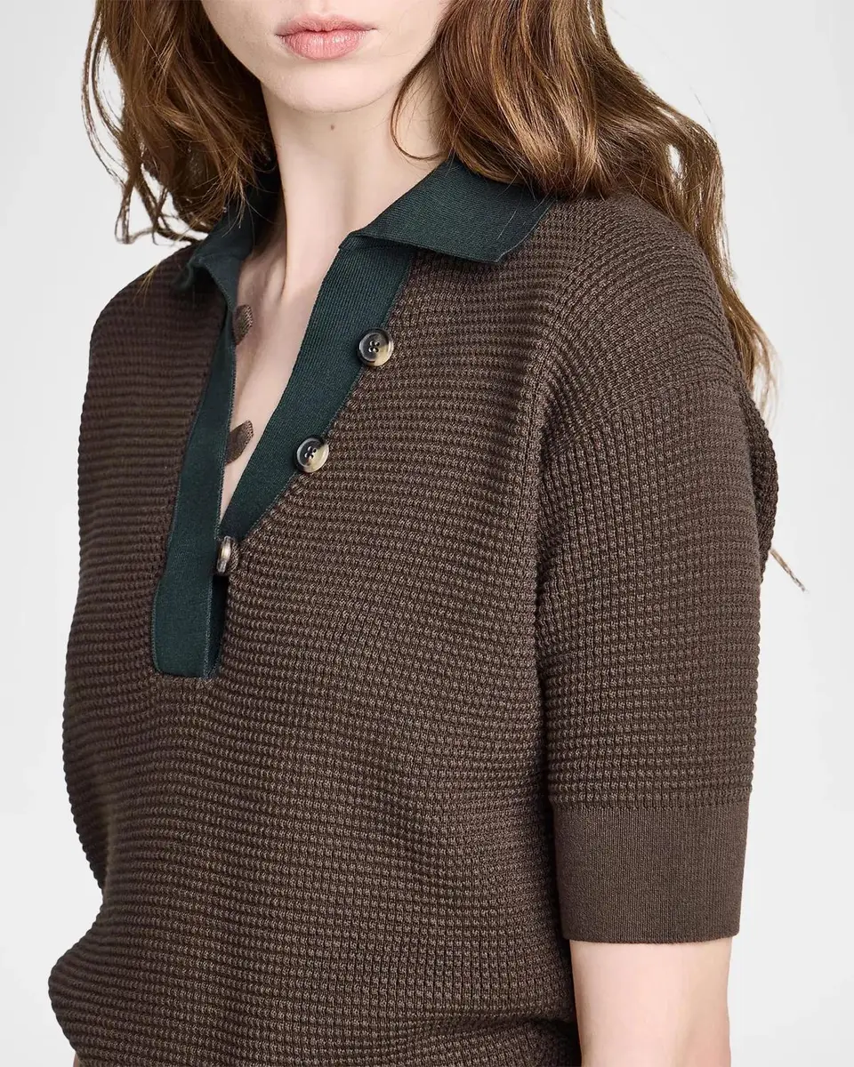 JW Anderson Short-Sleeve Textured Knit Polo Sweater | Thumbnail 4 JW Anderson Short-Sleeve Textured Knit Polo Sweater | Thumbnail 4