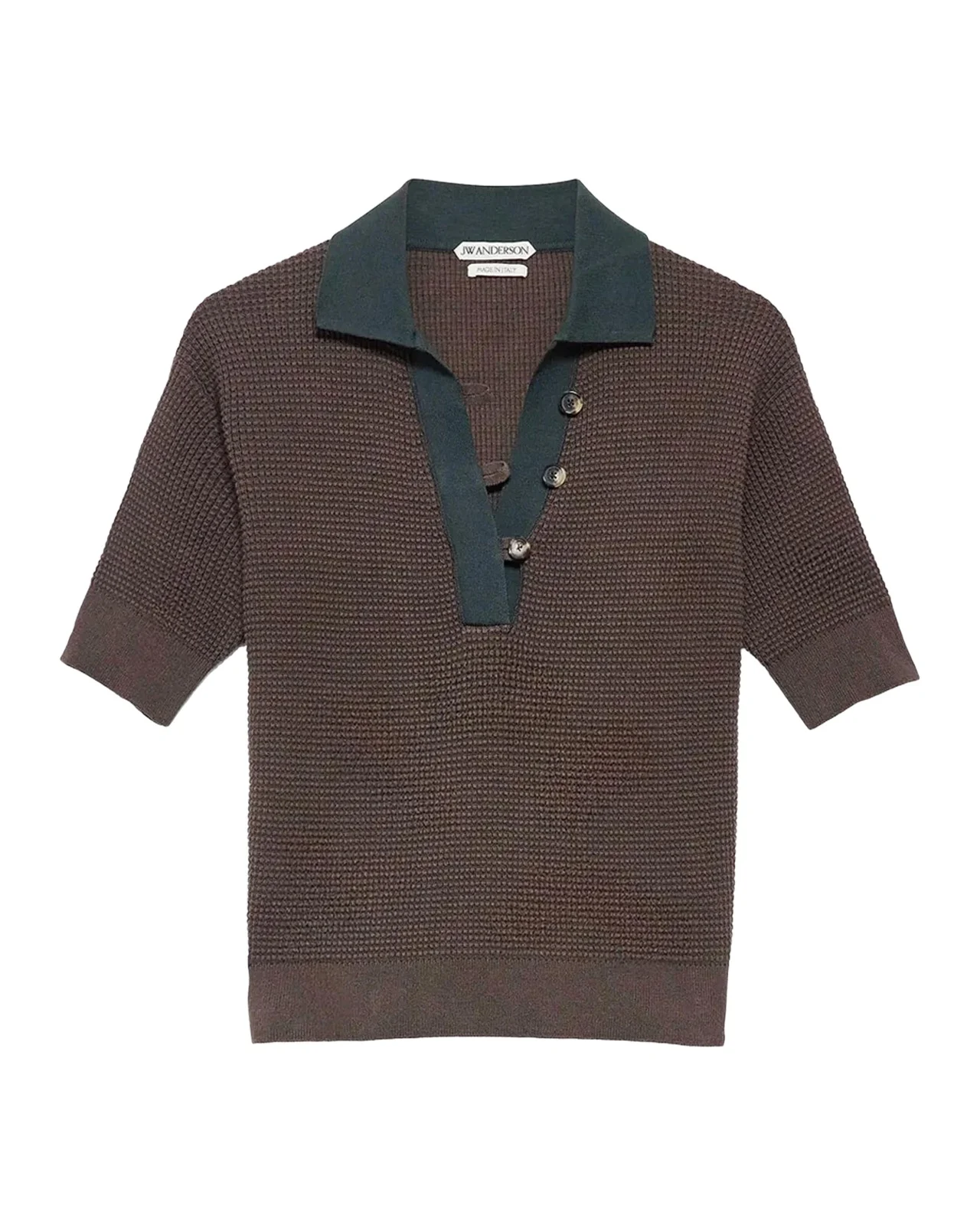 JW Anderson Short-Sleeve Textured Knit Polo Sweater