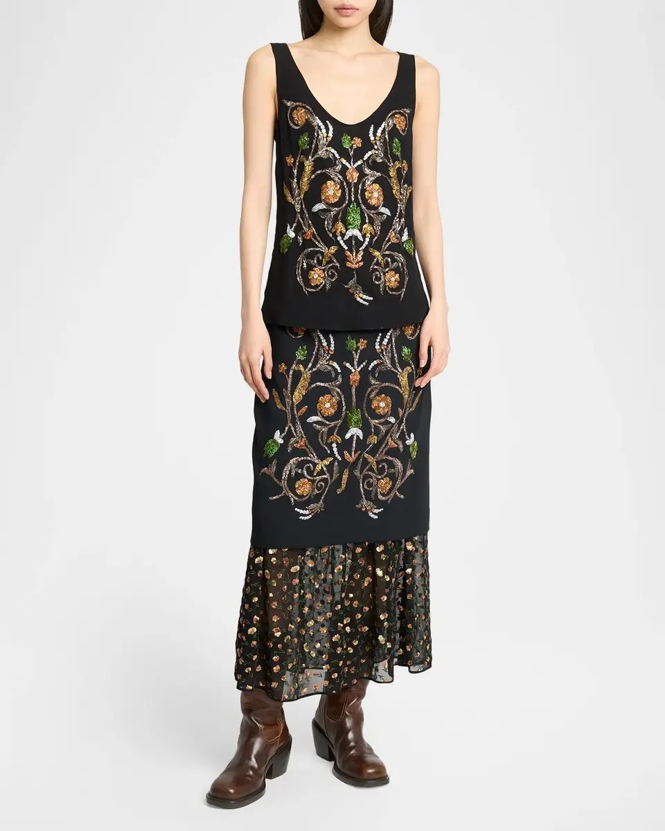 Dries Van Noten Floral Embellished Scoop-Neck Tank Top | Thumbnail 2