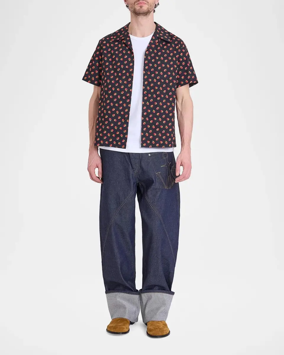 JW Anderson Men's Embroidered-Anchor Cotton Crewneck T-Shirt | Thumbnail 2 JW Anderson Men's Embroidered-Anchor Cotton Crewneck T-Shirt | Thumbnail 2