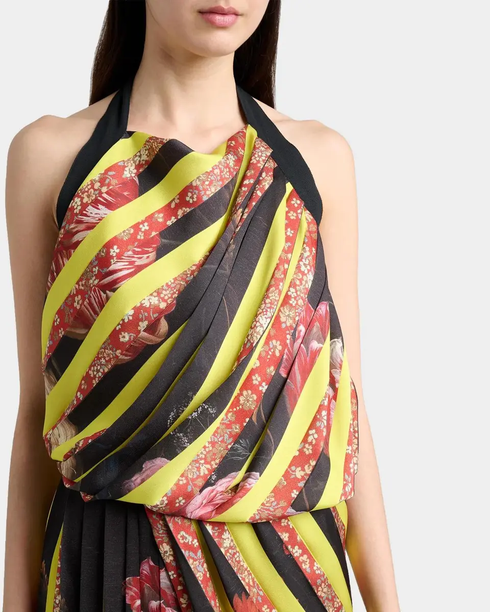 Dries Van Noten Darnot Mixed Print Pleated Halter Maxi Dress | Thumbnail 5 Dries Van Noten Darnot Mixed Print Pleated Halter Maxi Dress | Thumbnail 5