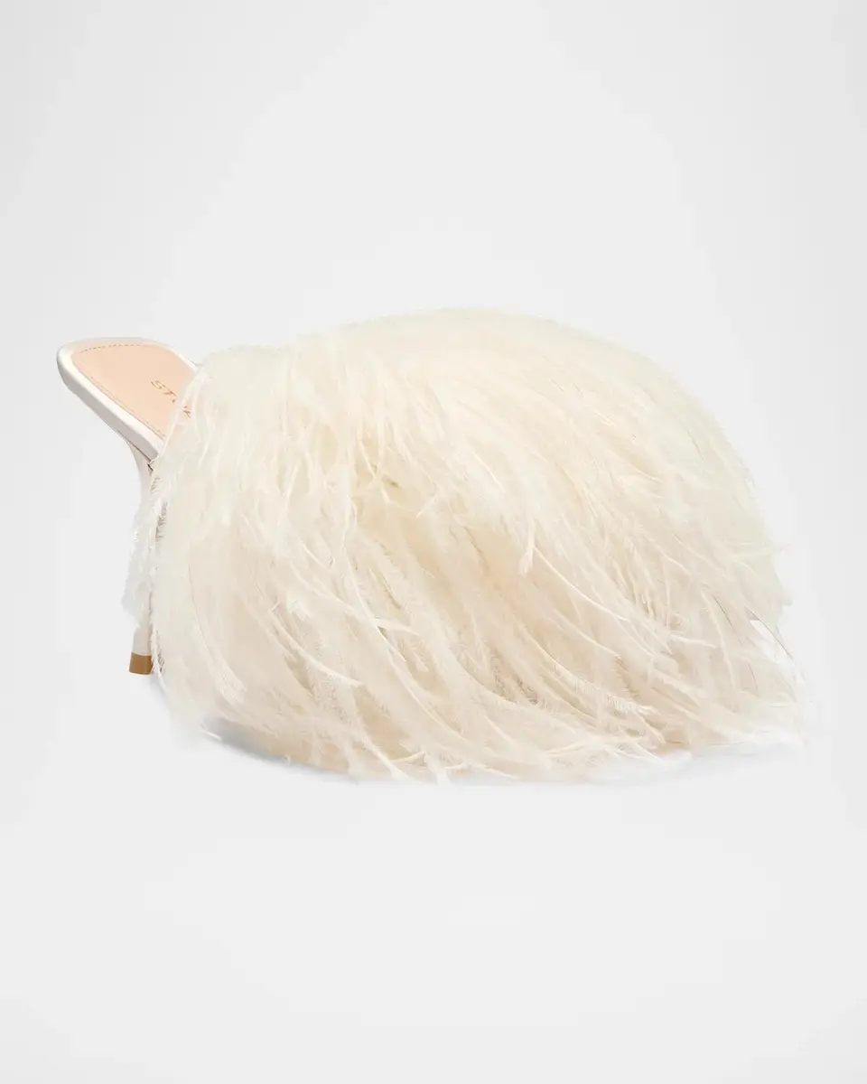 Stuart Weitzman Boa Feather & Satin Slide Sandals | Thumbnail 2