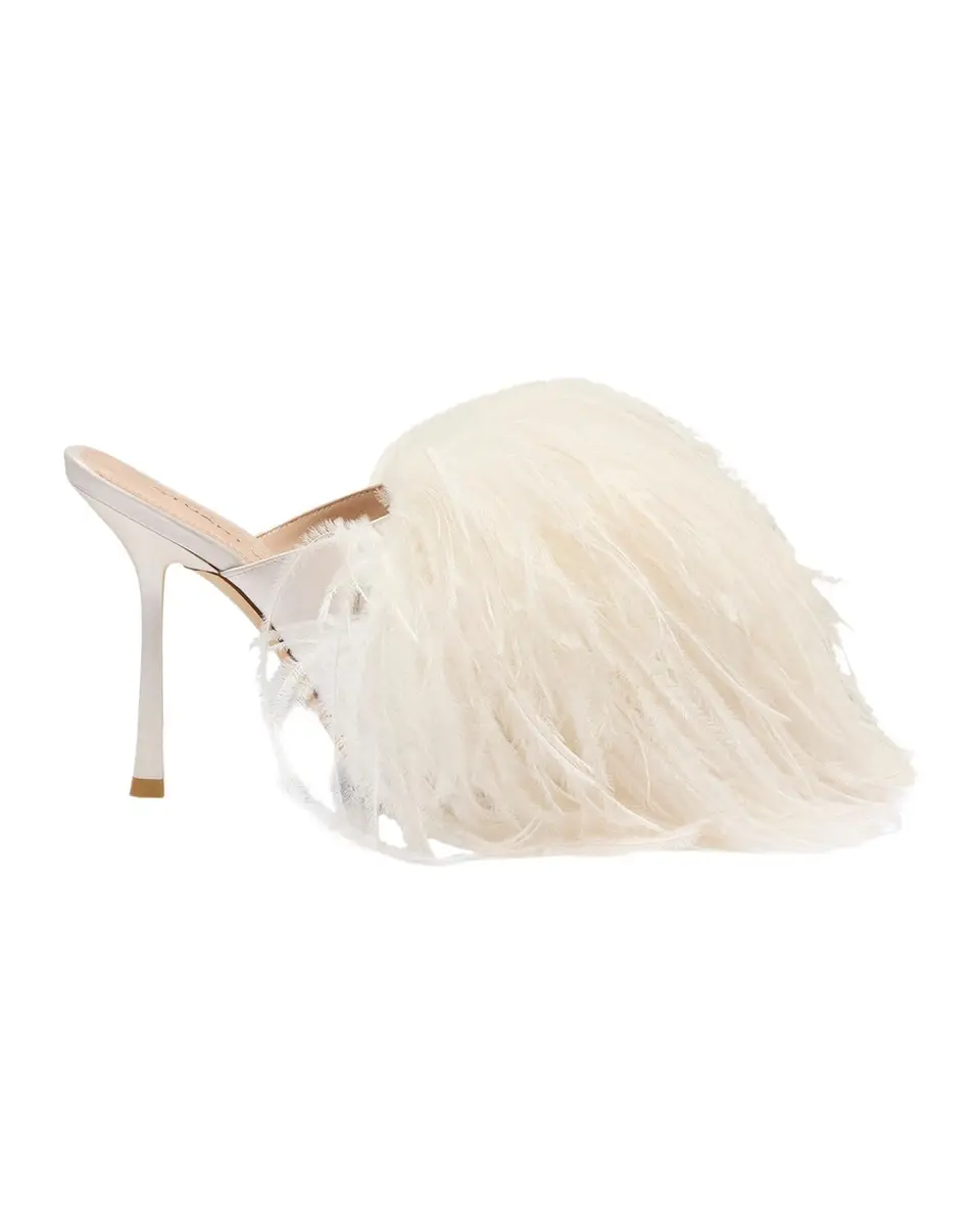 Stuart Weitzman Boa Feather & Satin Slide Sandals | Thumbnail 3
