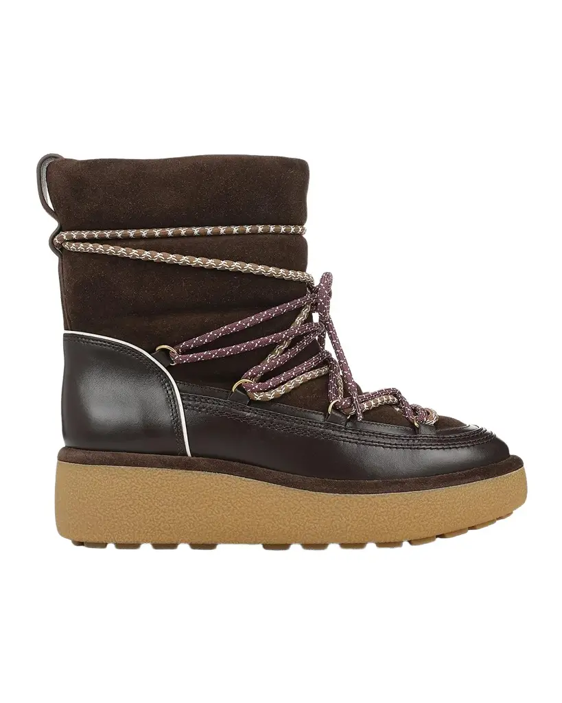 Veronica Beard Kirsta Leather Lace-Up Platform Snow Boots