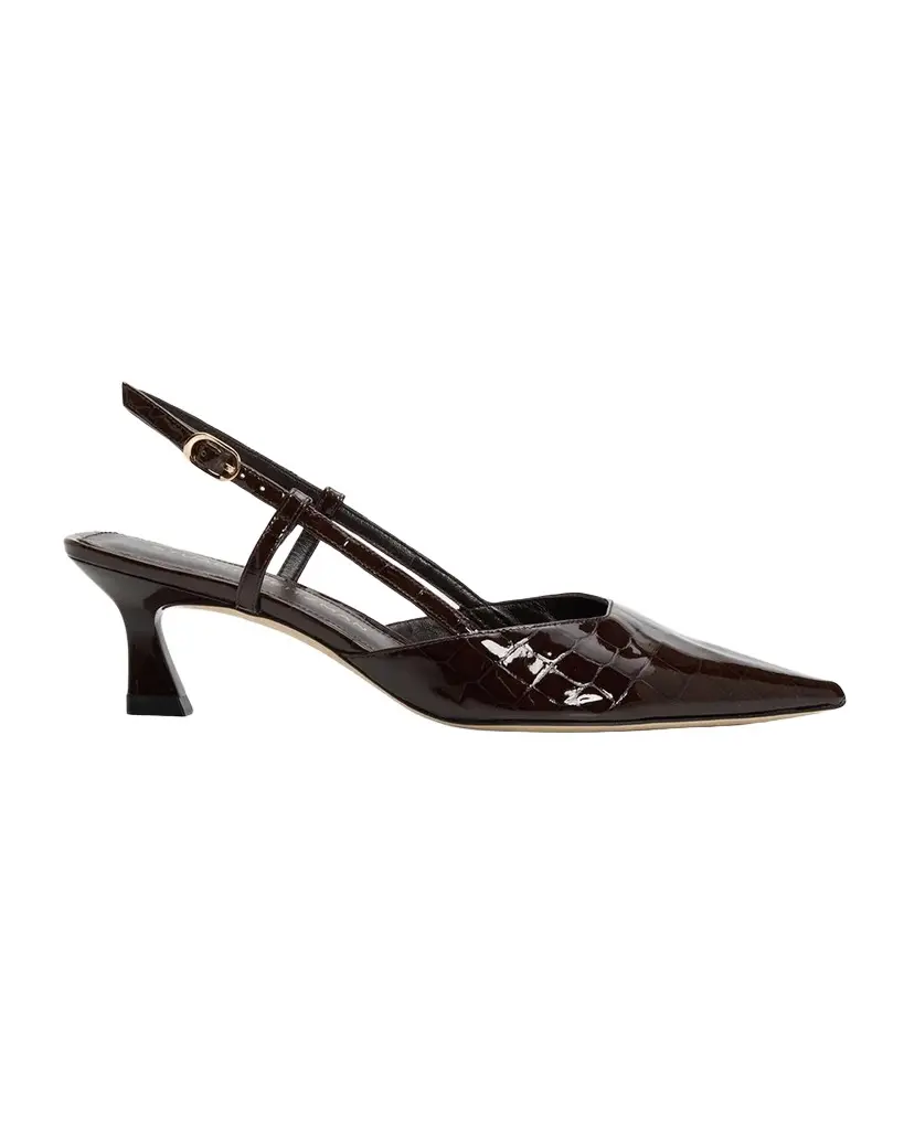 Stuart Weitzman 50mm Vinnie Patent Leather Slingback Pumps