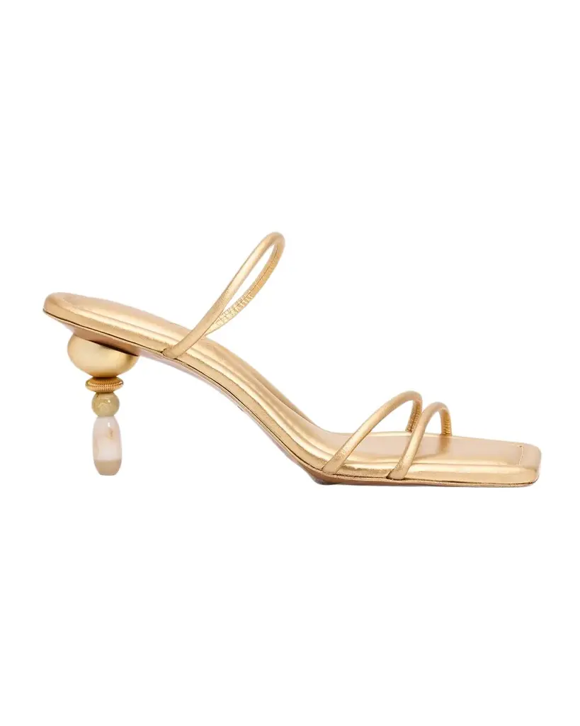 Cult Gaia 70mm Reign Metallic Leather Mule Sandals
