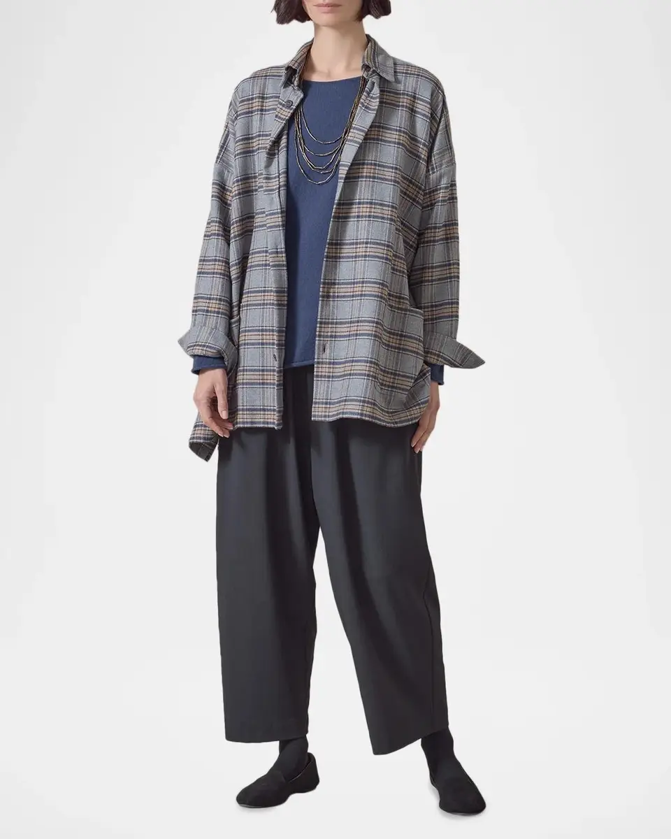 Eskandar Wide A-Line Shirt Jacket With Collar - Long Length | Thumbnail 2 Eskandar Wide A-Line Shirt Jacket With Collar - Long Length | Thumbnail 2