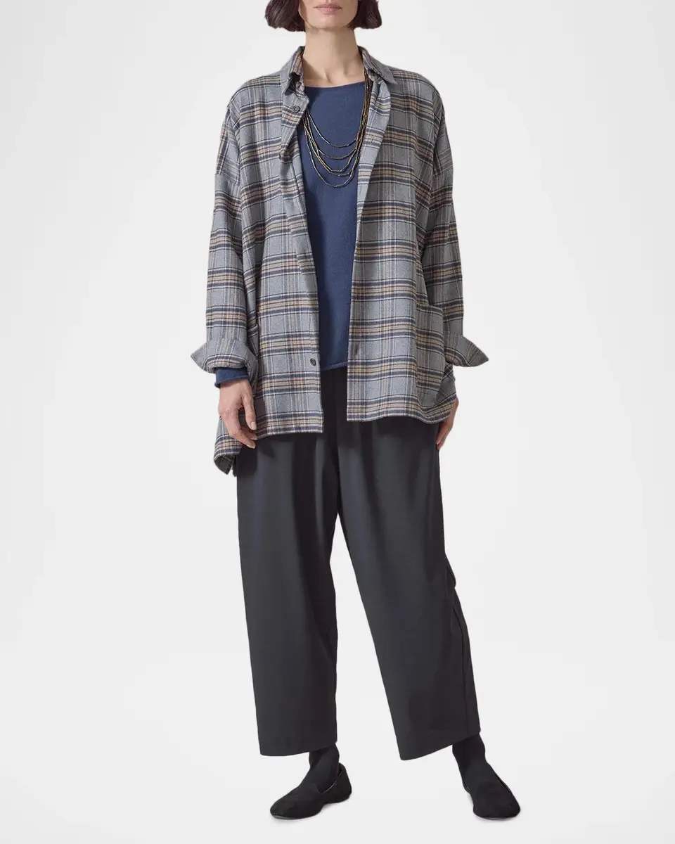 Eskandar Wide A-Line Shirt Jacket With Collar - Long Length | Thumbnail 3 Eskandar Wide A-Line Shirt Jacket With Collar - Long Length | Thumbnail 3