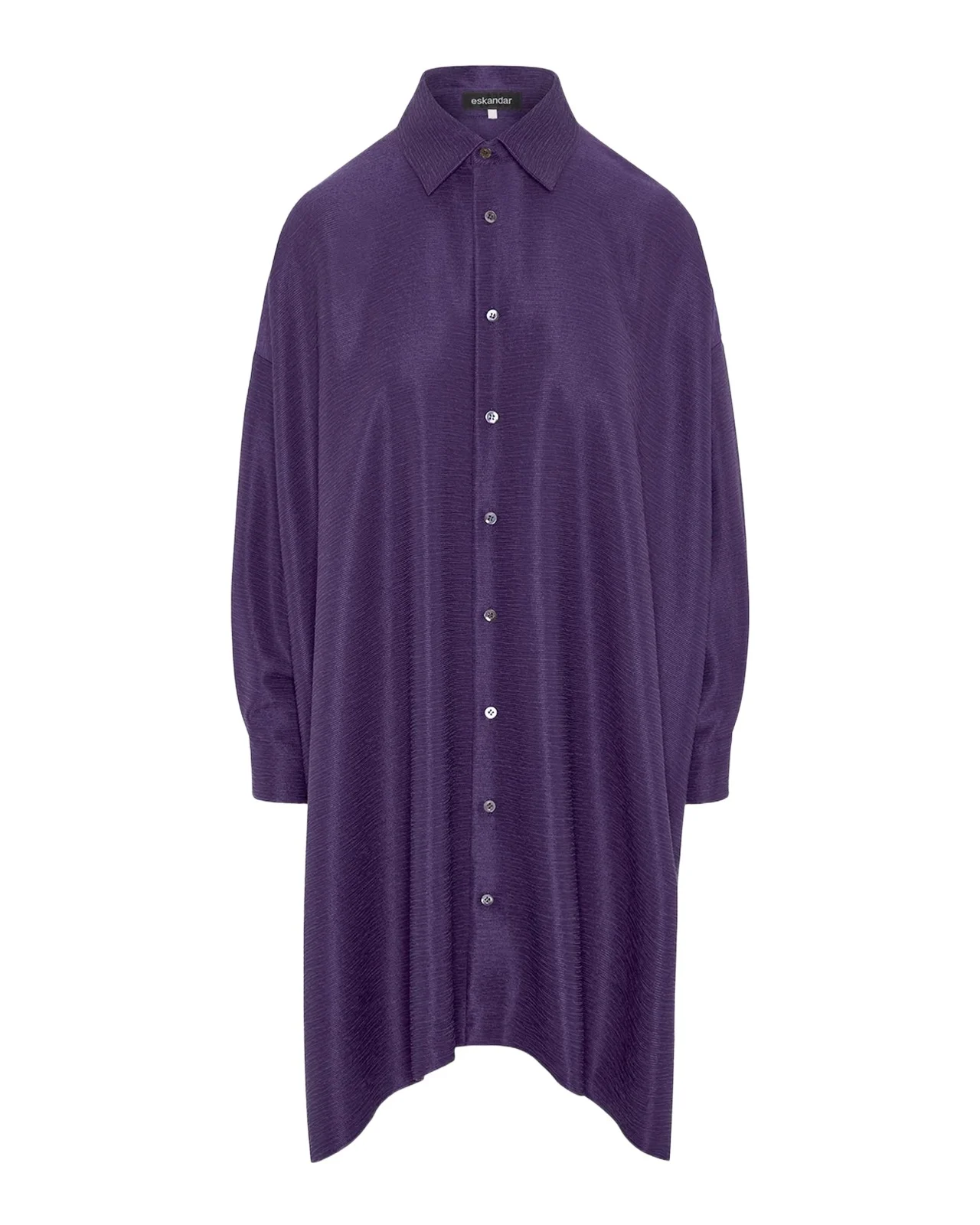 Wide A-Line Shirt With Collar - Very Long Length With Slits
