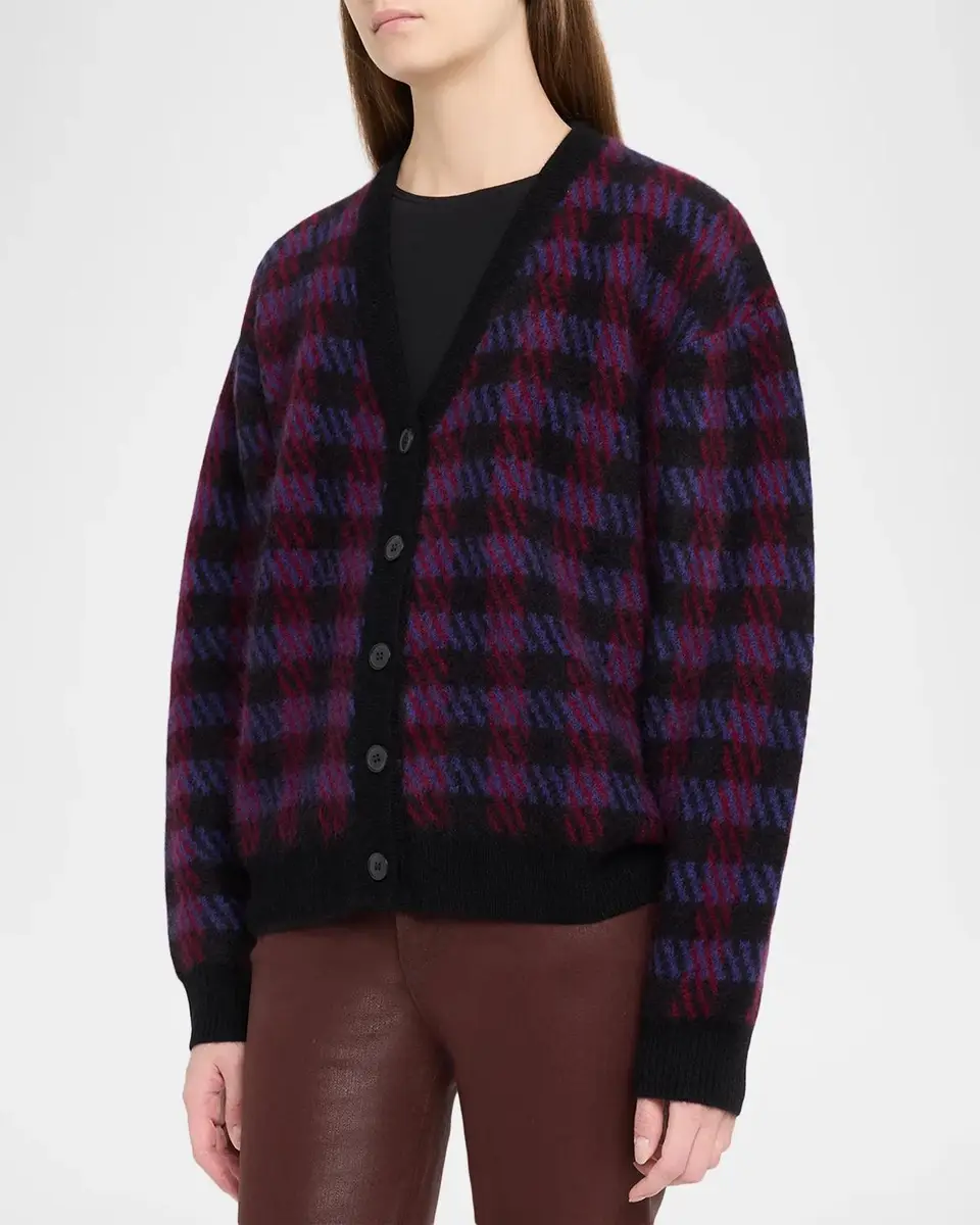Frame Brushed Houndstooth Wool-Cashmere Cardigan | Thumbnail 4 Frame Brushed Houndstooth Wool-Cashmere Cardigan | Thumbnail 4