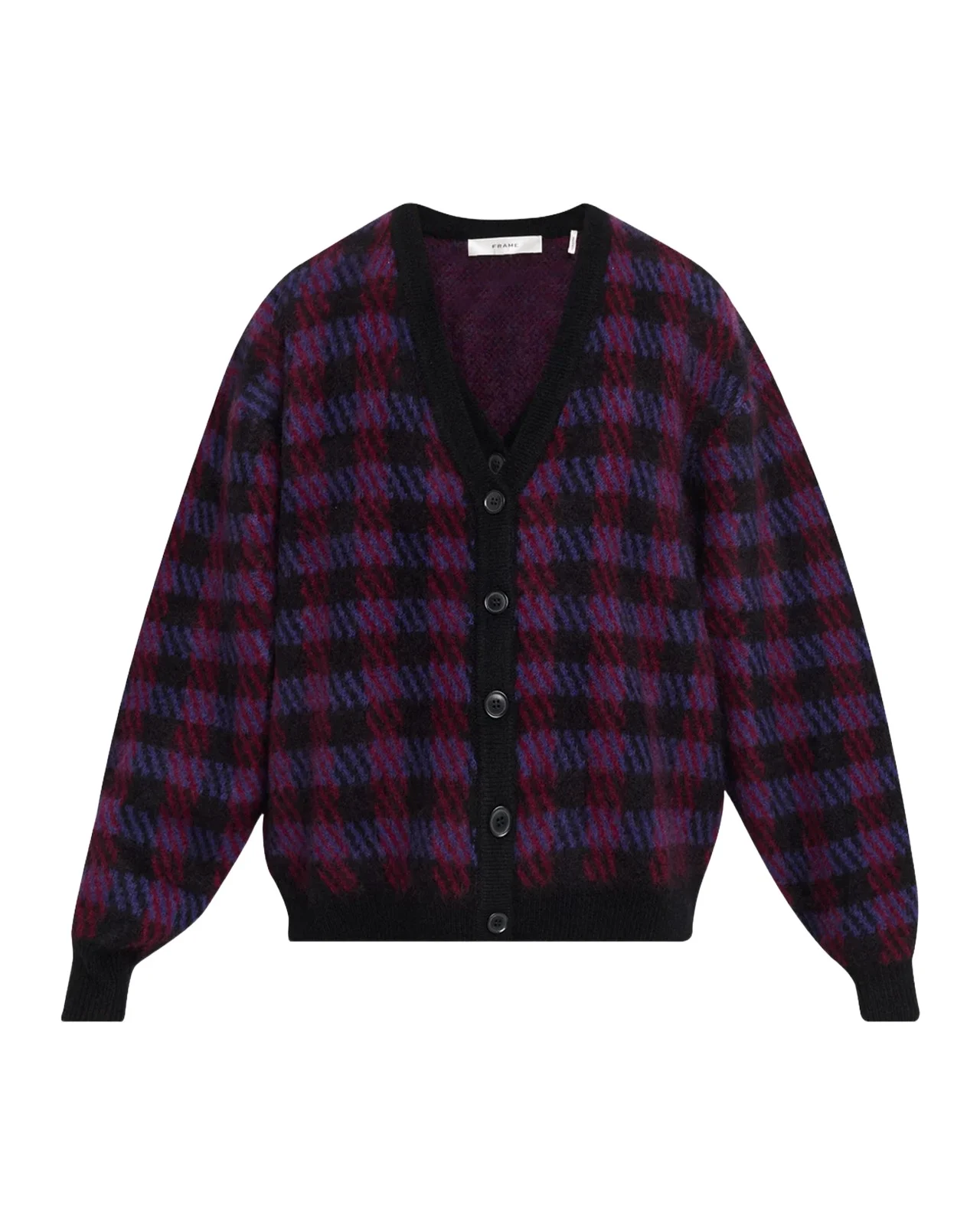 Brushed Houndstooth Wool-Cashmere Cardigan