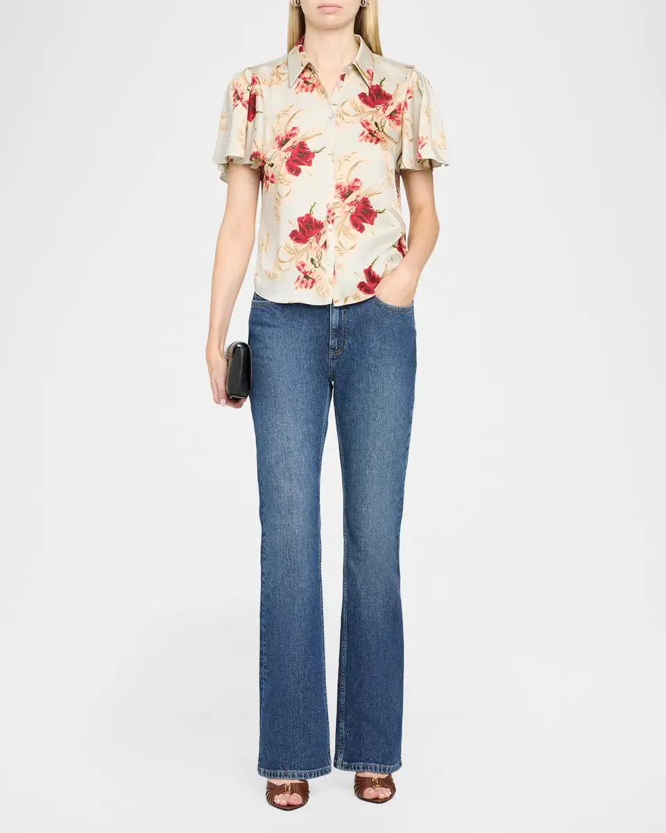 Cinq à Sept Wilted Poppy Flutter-Sleeve Top | Thumbnail 2