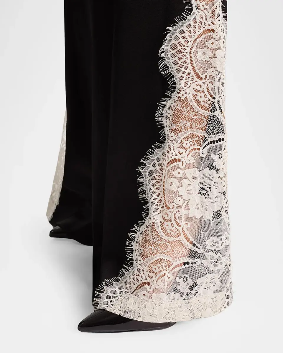 Alice + Olivia Olivia Lace-Trim Satin Wide-Leg Pants | Thumbnail 5 Alice + Olivia Olivia Lace-Trim Satin Wide-Leg Pants | Thumbnail 5
