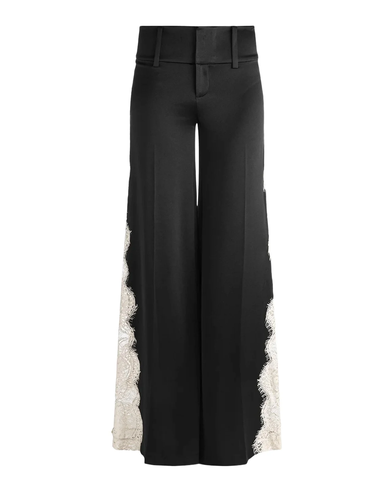 Olivia Lace-Trim Satin Wide-Leg Pants Olivia Lace-Trim Satin Wide-Leg Pants